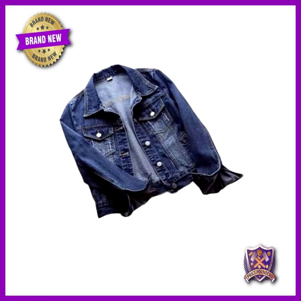 Classic Denim Jacket Button Front Cropped Fit Casual Chic Cowgirl Style - Picture 4 of 6